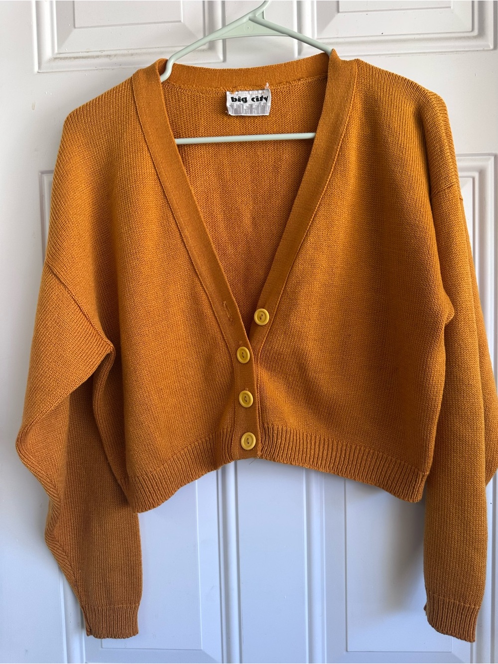Cropped Cardigan Sweater in Mustard
